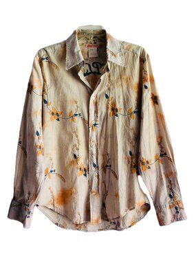 Vintage Replay Men Shirt embroidery floral - Large - made in India